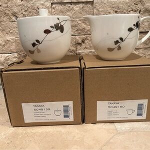 New in box Mikasa Takaya covered sugar bowl and creamer set